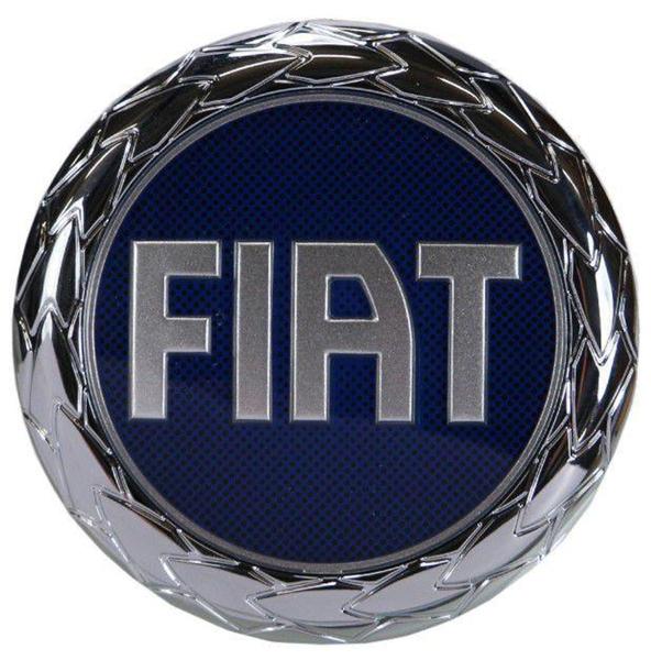 Imagem de Emblema Grade Frontal Fiat Cromado Fundo Azul Resinado 75mm - MARCON