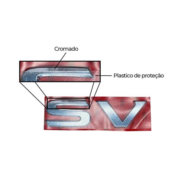 Imagem de Emblema Letreiro SV Versa Sentra Livina Cromado AutoColante 