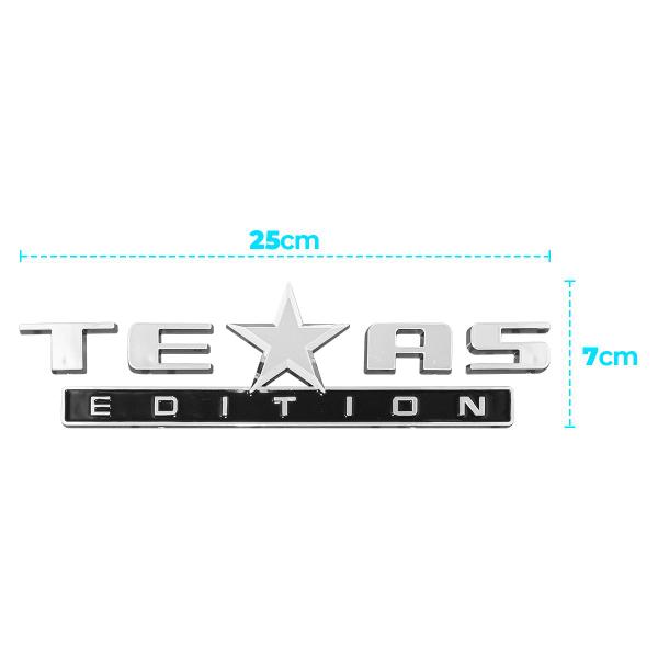 Imagem de Emblema LetreiroTexas Edition Cromado C/ Preto 7 cm x  25 cm