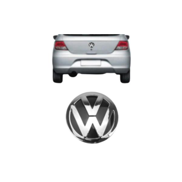 Imagem de Emblema Logo VW Cromado Fundo Preto Porta Mala Fox Gol Voyage Golf