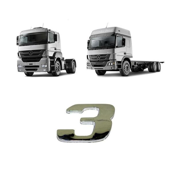 Imagem de Emblema Número 3 Cromado Axor/Atego 9438171414 Mercedes Benz