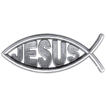 Imagem de Emblema Peixinho C jesus Linha Evangelica Cromado Universal Nk-1312010