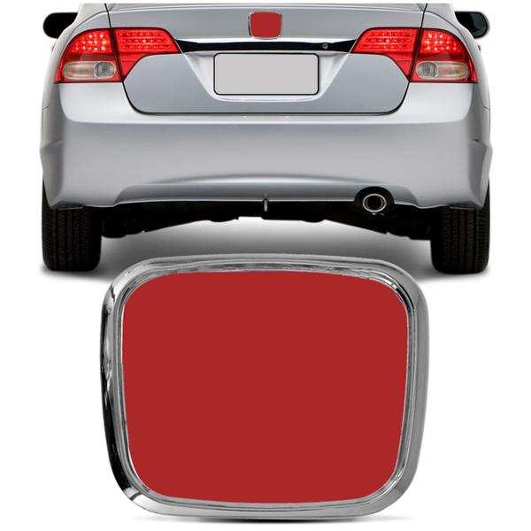 Imagem de Emblema Porta Malas Compatível New Civic 2006 2007 2008 2009 2010 2011 Cromado com Fundo Vermelho