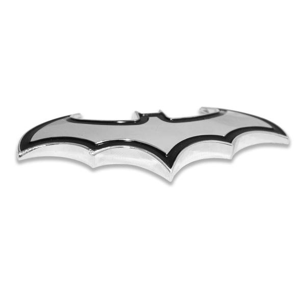 Imagem de Emblema Rígido Morcego Batman Cromado C/ Preto 4 cm (A) x 8 cm (L)