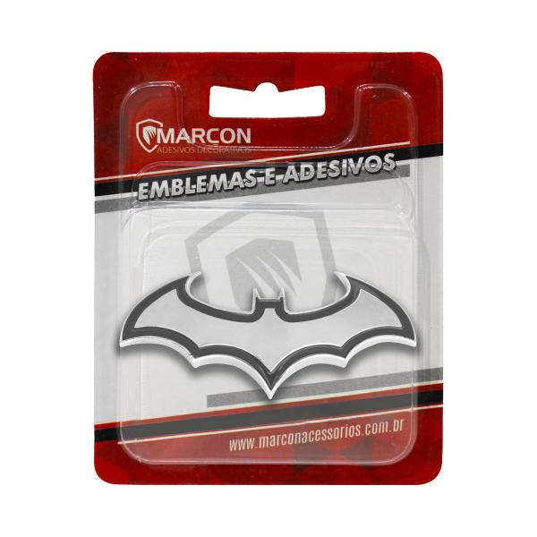 Imagem de Emblema Rígido Morcego Batman Cromado C/ Preto 4 cm (A) x 8 cm (L)