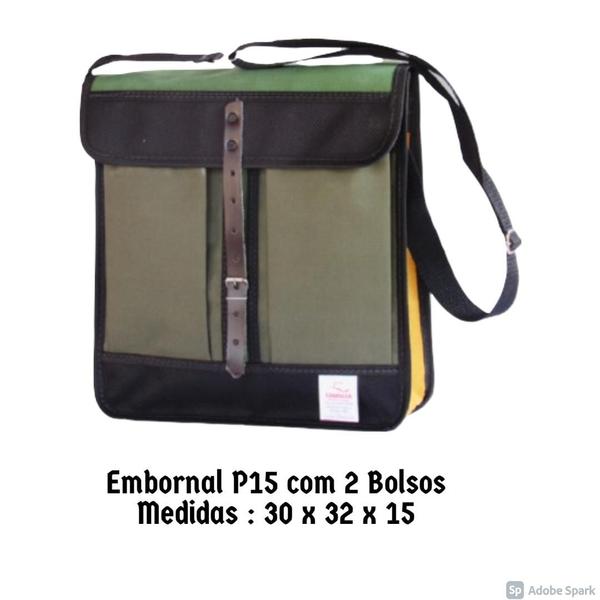 Imagem de Embornal para ferramentas pesca em Lona de caminhão com 2 Bolsos resistente 33x30x15 cm