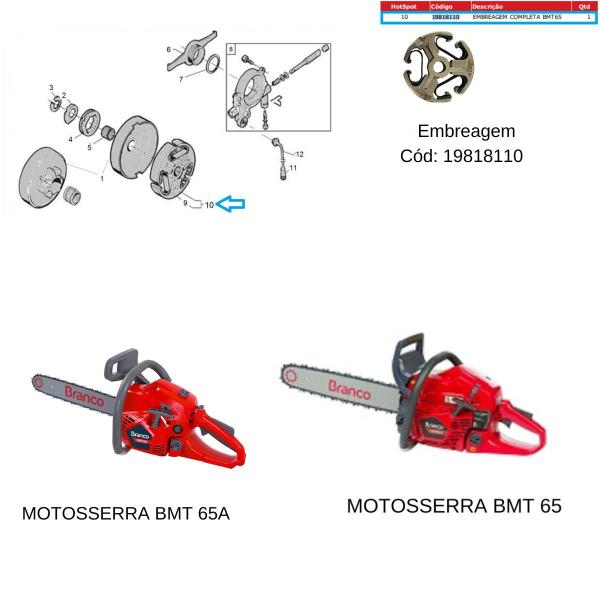 Imagem de Embreagem Completa Da Motosserra BMT 65 Linha: A - Branco