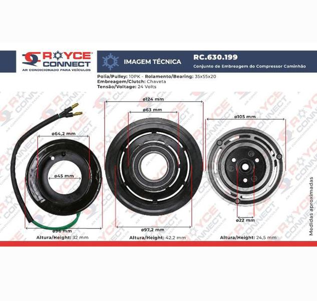 Imagem de Embreagem Compressor Scania 7h15 24 Volts 10pk 630.199