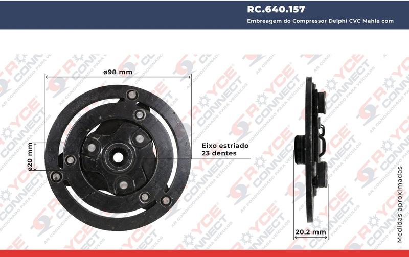 Embreagem do Compressor Modelo Mahle Fiat Argo Cronos Mobi Uno Palio 2014 Em diante com Garra Para Ferramenta Eixo Estriado - ROYCE Imagem de Embreagem do Compressor Modelo Mahle Fiat Argo Cronos Mobi Uno Palio 2014 Em diante com Garra Para Ferramenta Eixo Estriado