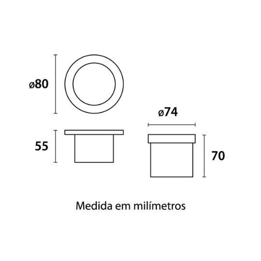 Imagem de Embutido de Solo Dresden LED IP67 Alum 80mm Bivolt 3W 3000K - Inox