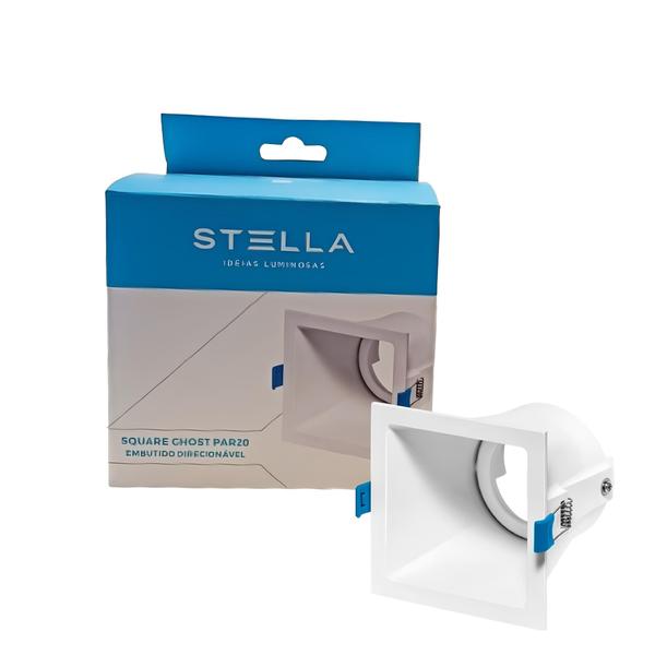 Embutido Quadrado Recuado Direcionável Square Ghost Par20 1xE27 Branco Stella Imagem de Embutido Quadrado Recuado Direcionável Square Ghost Par20 1xE27 Branco Stella
