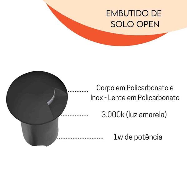 Imagem de Embutido Solo Open AL LED 1W Bi-Volt 3.000K - Preto