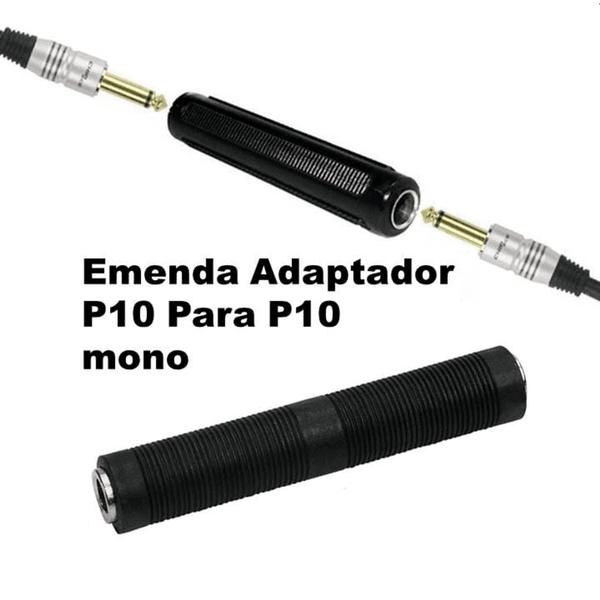 Imagem de Emenda Adaptador P10 Para P10 Mono Áudio Para Instrumentos Musicas 0030004