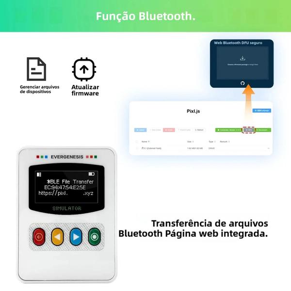 Emulador Inteligente Amiibo NFC Pixl.Js iNFC OLED Bluetooth