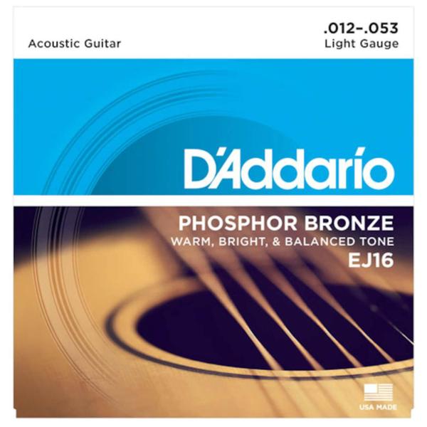 Encordoamento 012 Violão aço Daddario Ej16 original NF Imagem de Encordoamento 012 Violão aço Daddario Ej16 original NF