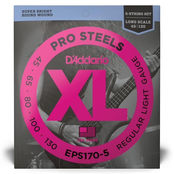 Encordoamento Baixo 5C .045 D'Addario XL ProSteels EPS170-5 - D addario Imagem de Encordoamento Baixo 5C .045 D'Addario XL ProSteels EPS170-5