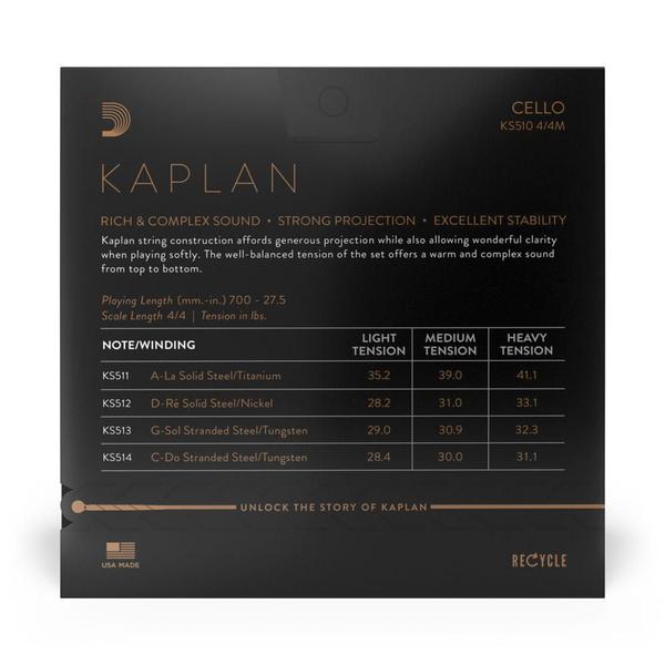 Imagem de Encordoamento Cello D'Addario Kaplan KS510 4/4M