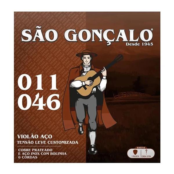 Imagem de Encordoamento Corda .011 Aço Prata para Violão São Gonçalo.