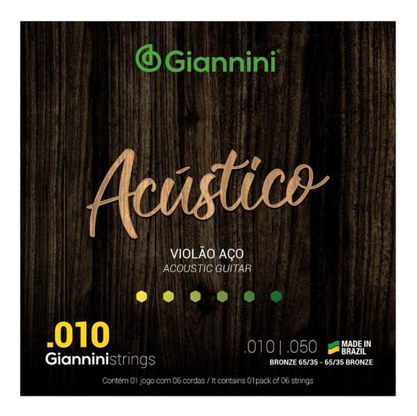 Imagem de Encordoamento Cordas Giannini Violão Aço Acustico 010