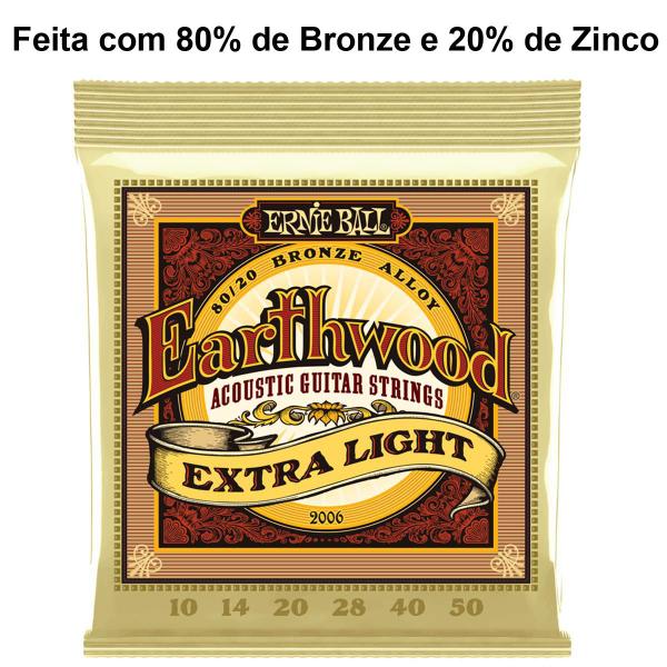 Imagem de Encordoamento Ernie Ball Violão 010-050 Earthwood 80/20 P02006