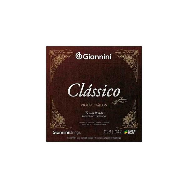 Encordoamento Giannini Clássico P/violão Nylon 65/35 Prateado Alta Genwpa F108 Imagem de Encordoamento Giannini Clássico P/violão Nylon 65/35 Prateado Alta Genwpa F108