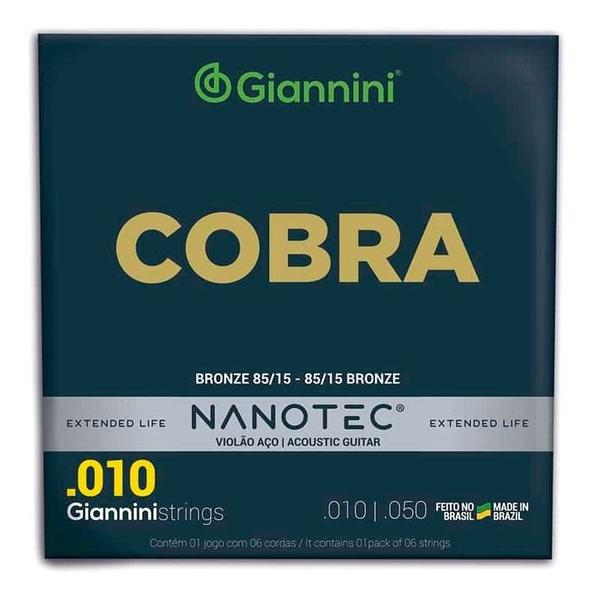 Imagem de Encordoamento Giannini Cobra Nanotec para Violão Aço Geefle Pn