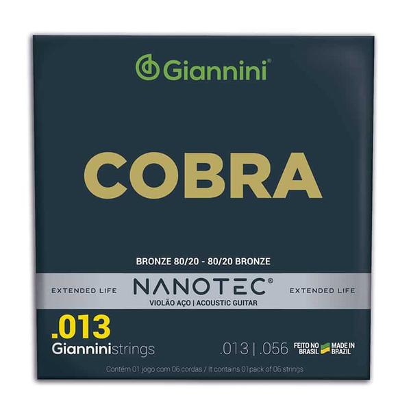 Imagem de Encordoamento Giannini Cobra Nanotec Violão Aço .013 CA82M PN
