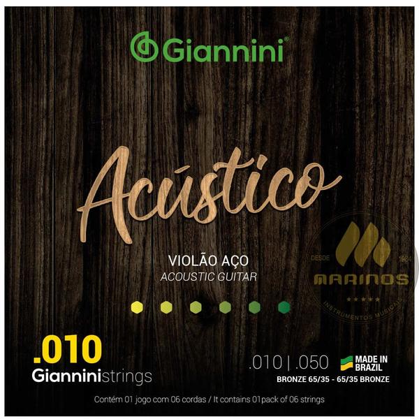 Imagem de Encordoamento GIANNINI Violão Aço Acústico 010 GESWAM