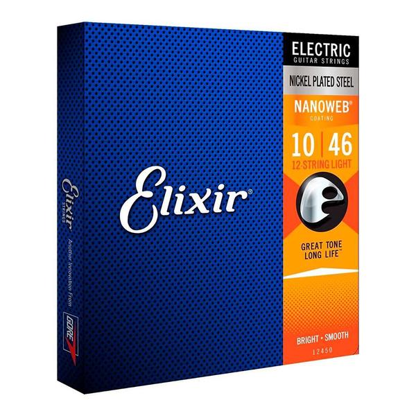 Encordoamento Guitarra 12 Cordas .010 Elixir Nanoweb Light Imagem de Encordoamento Guitarra 12 Cordas .010 Elixir Nanoweb Light
