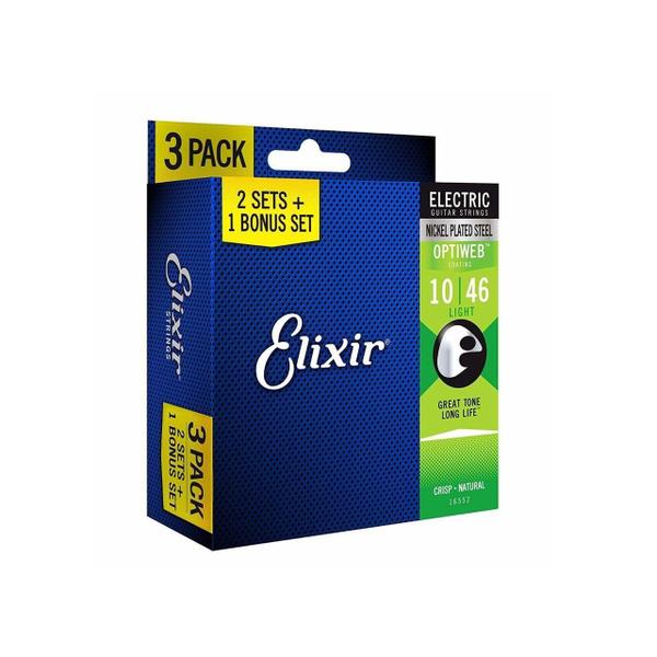 Imagem de Encordoamento Guitarra Elixir 010 Optiweb 15377 Pack Leve 3