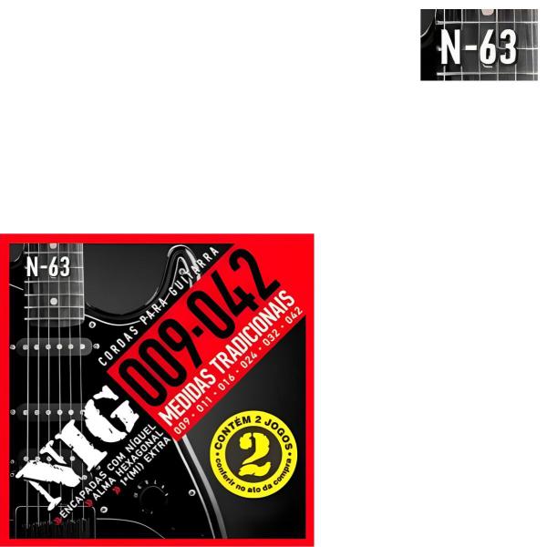 Encordoamento Guitarra Nig N-63 .009 - 042” Kit 2 jogos PR2N63L