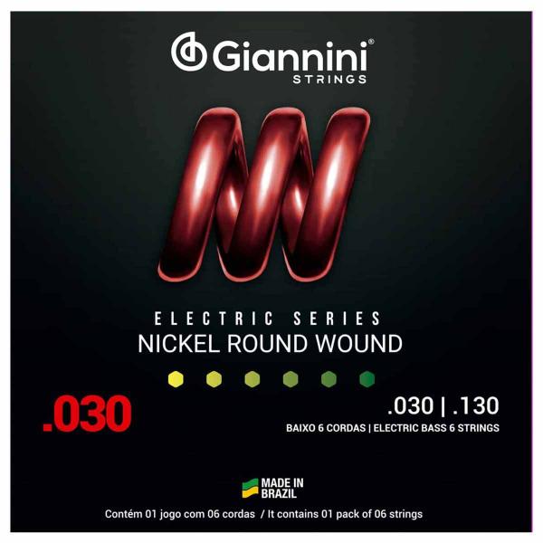 Imagem de Encordoamento Nickel Wound Giannini Para Baixo 6 Cordas 030