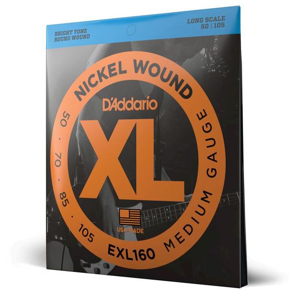 Imagem de Encordoamento Para Baixo 4 Cordas Escala Longa .050-.105 D'Addario XL Nickel Wound EXL160