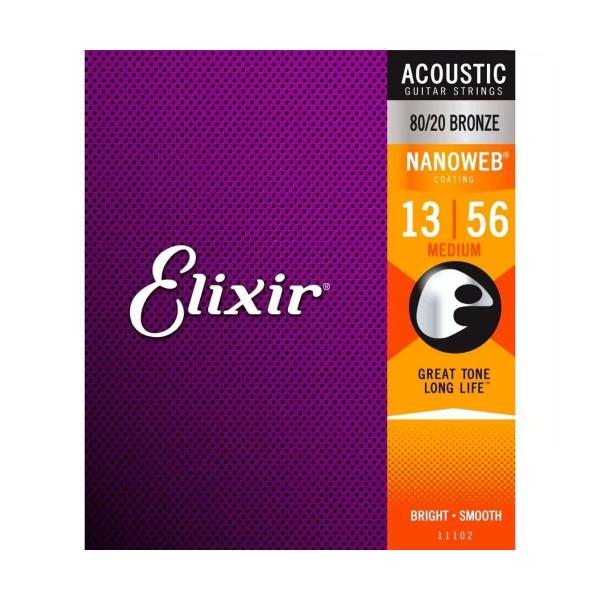 Imagem de Encordoamento para violão aço elixir 013 medium bronze 80/20 6660