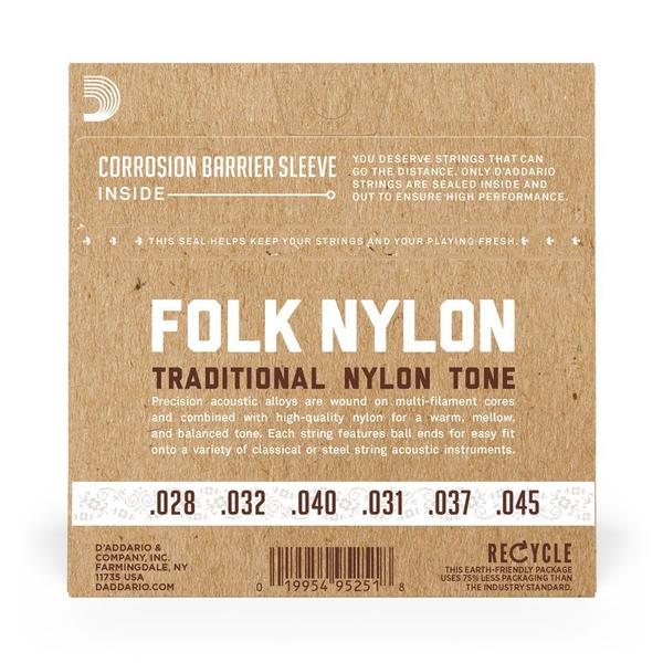 Imagem de Encordoamento Para Violão Bronze 80/20 Nailon Ball End Primas Transparentes D'Addario Folk Nylon EJ33