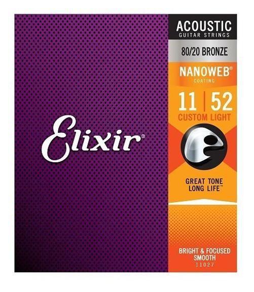 Imagem de Encordoamento Para Violão Elixir .011 Bronze Nanoweb 11027