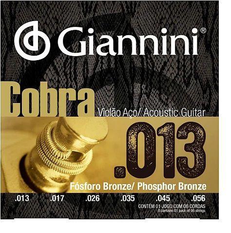 Imagem de Encordoamento Para Violão Giannini Cobra 013-056 Aço Fosforo Bronze GEEFLXF
