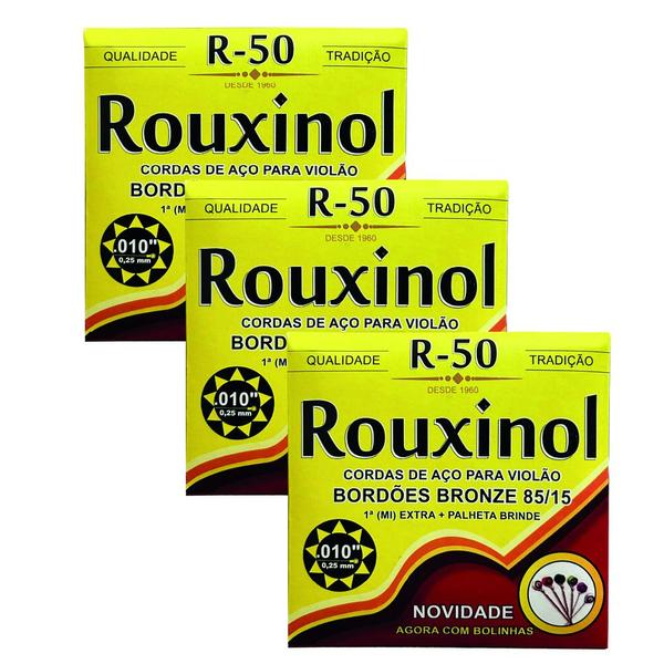 Encordoamento Rouxinol Aço Inox Violão Bordões Bronze 85/15 Imagem de Encordoamento Rouxinol Aço Inox Violão Bordões Bronze 85/15