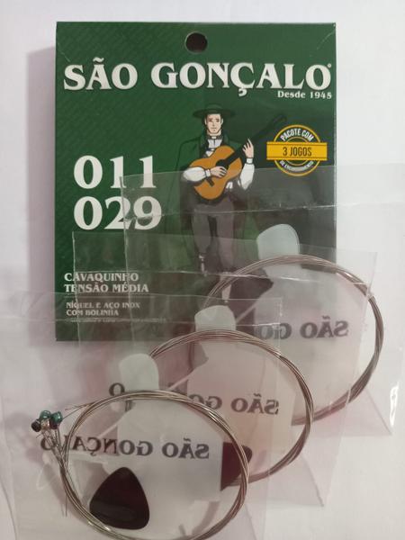 Imagem de Encordoamento São Gonçalo 011  Níquel com bolinha para Cavaco kit 3 pç