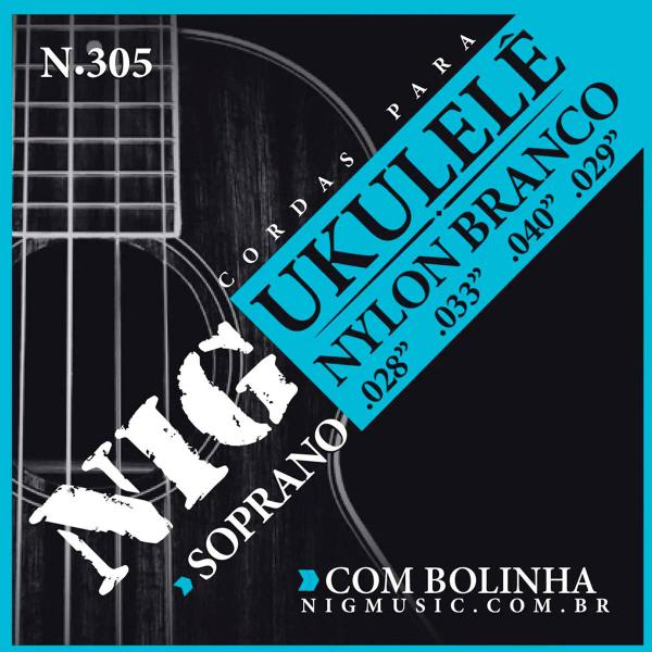 Encordoamento Ukulele Nig Nylon Branco Soprano 4 Cordas Imagem de Encordoamento Ukulele Nig Nylon Branco Soprano 4 Cordas