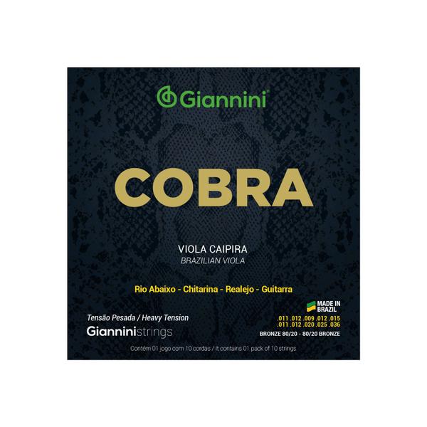 Encordoamento Viola Caipira Pesada Giannini Cobra 80/20 Bolinha CV82H Imagem de Encordoamento Viola Caipira Pesada Giannini Cobra 80/20 Bolinha CV82H