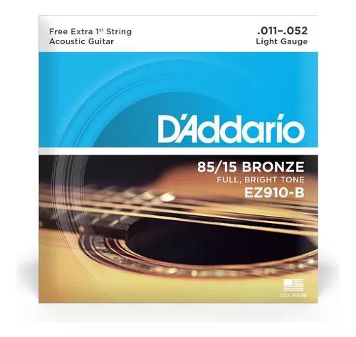 Imagem de Encordoamento Violão Aço 011 Bronze Daddario EZ910-B + Mi Extra