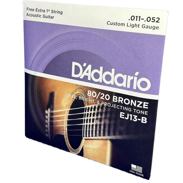 Imagem de Encordoamento Violão Aço 11-52 D'Addario Bronze 80/20 EJ13-B + 1 corda