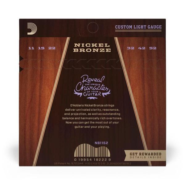 Encordoamento Violão Aço 11-52 D Addario Nickel Bronz NB1152 F035 Imagem de Encordoamento Violão Aço 11-52 D Addario Nickel Bronz NB1152 F035