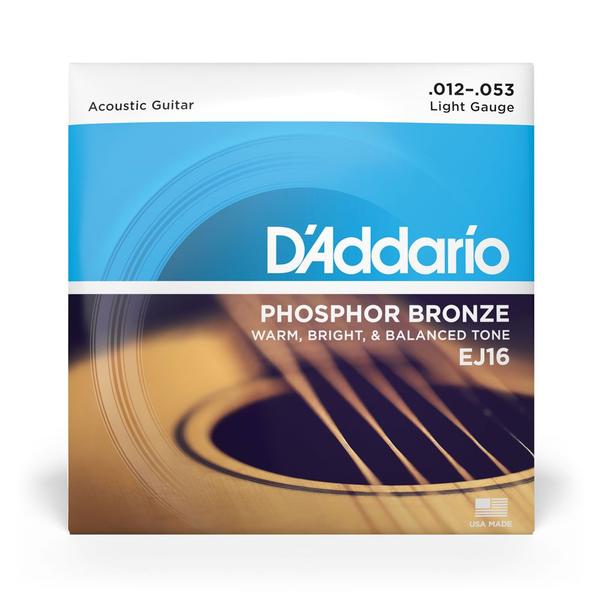 Encordoamento Violão Aço 12-53 D Addario Phosphor EJ16 Imagem de Encordoamento Violão Aço 12-53 D Addario Phosphor EJ16
