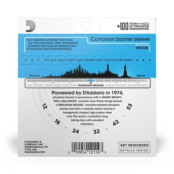 Encordoamento Violão Aço 12-53 D Addario Phosphor EJ16 Imagem de Encordoamento Violão Aço 12-53 D Addario Phosphor EJ16