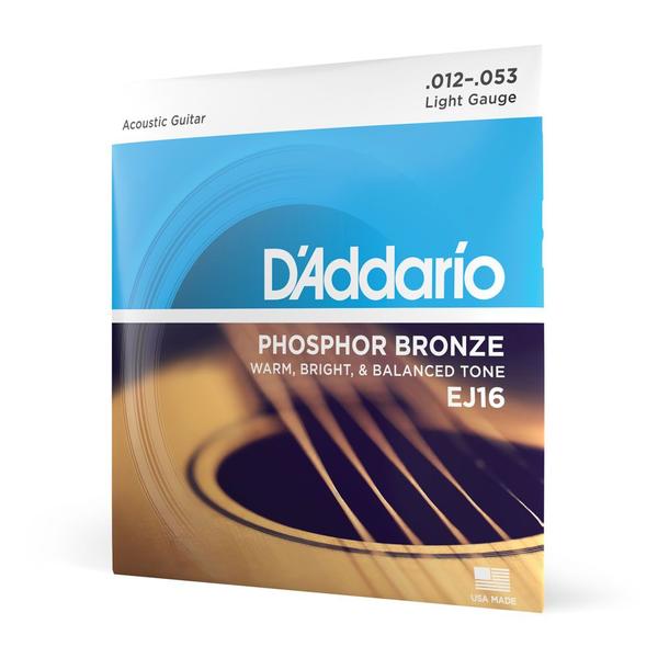 Encordoamento Violão Aço 12-53 D Addario Phosphor EJ16 Imagem de Encordoamento Violão Aço 12-53 D Addario Phosphor EJ16