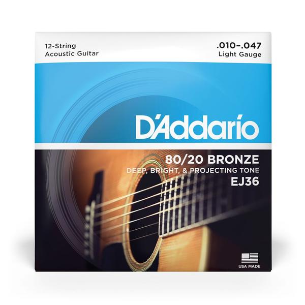 Imagem de Encordoamento Violão Aço 12C 10-47 D Addario 80/20 Bronze