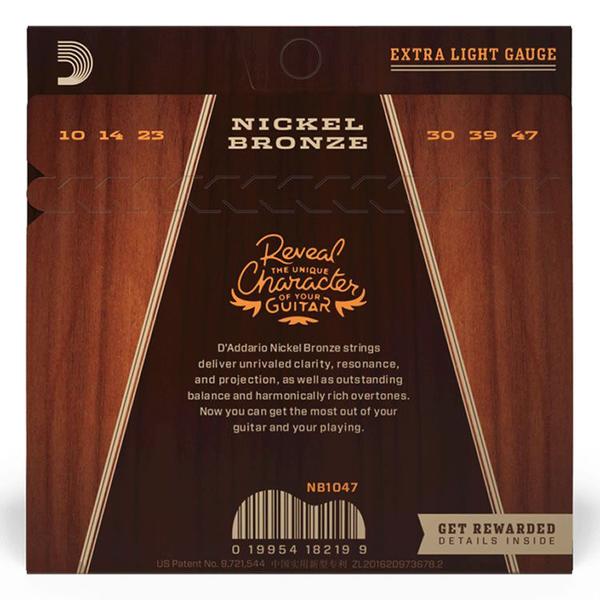 Encordoamento Violão Aço D'addario Nickel Bronze 010 NB1047 - daddario Imagem de Encordoamento Violão Aço D'addario Nickel Bronze 010 NB1047