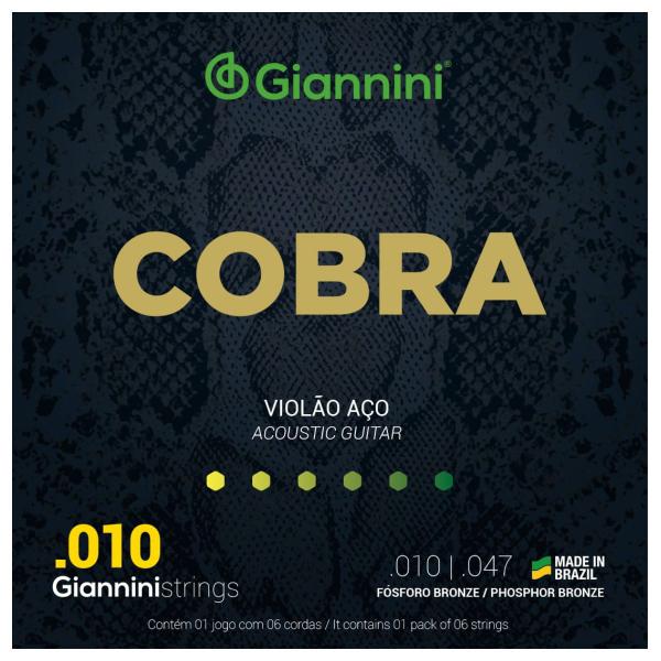 Imagem de Encordoamento Violão Giannini Cobra GEEFLEF Fósforo Bronze 0.010"